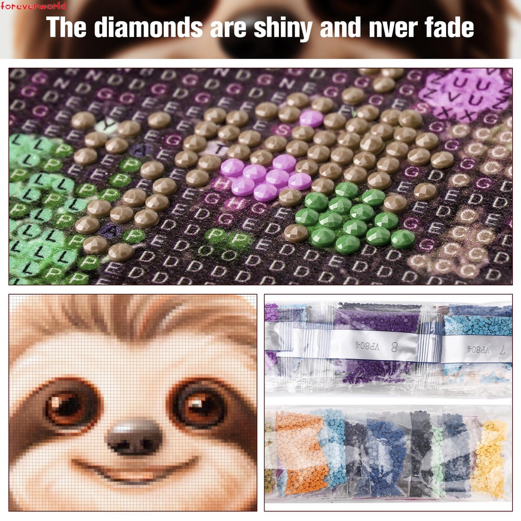 Bộ Tranh Đính Đá 5d Tự Làm Hình Gấu Trúc Đáng Yêu