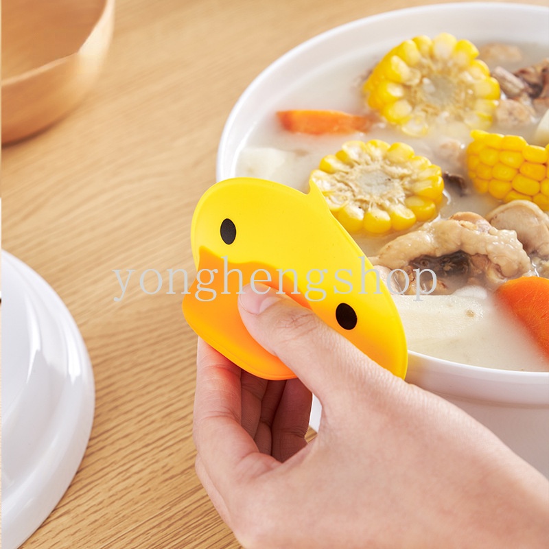 Set 2 Găng Tay silicone Chống Bỏng Chịu Nhiệt Hình Vịt Vàng Hoạt Hình Cho Nhà Bếp