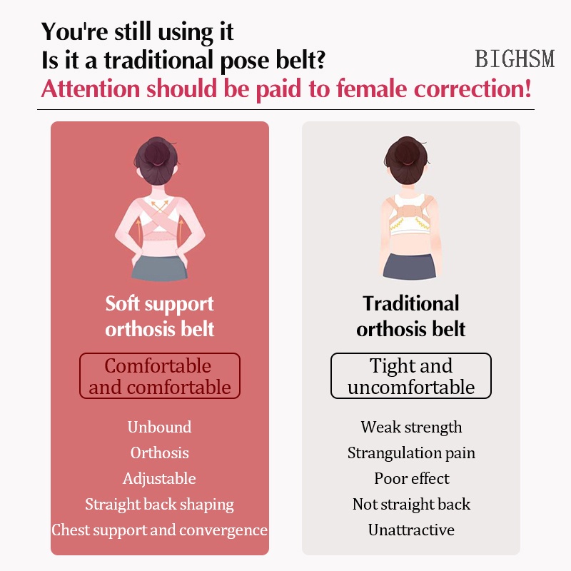 Bighsm Đai Chỉnh Sửa Tư Thế Lưng Vô Hình Dành Cho Nam Và Nữ skk