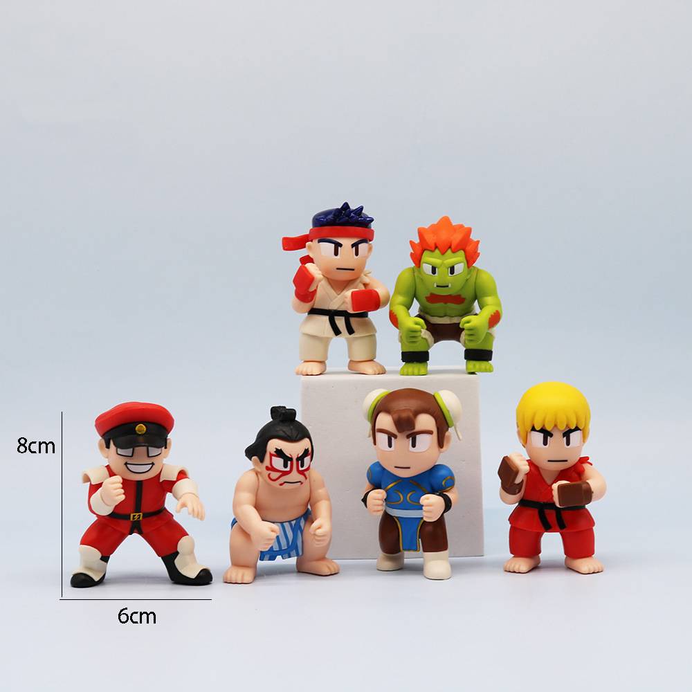 Bộ 6 Mô Hình Búp Bê Chiến Đấu sf street fighter Phiên Bản q ryu ken chun li honda Blanca vega