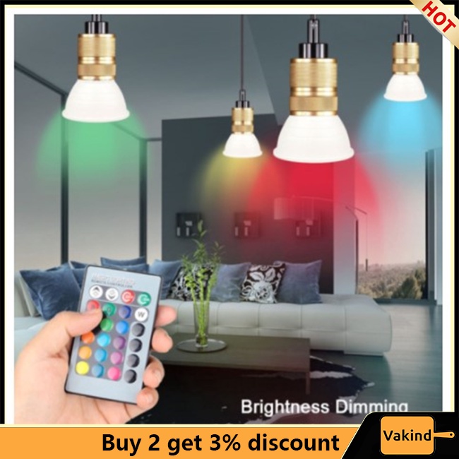 Bóng Đèn led 110v 220v e27 3w / 5w / 10w / 15w rgb Nhiều Màu Sắc Kèm remote Điều Khiển ir