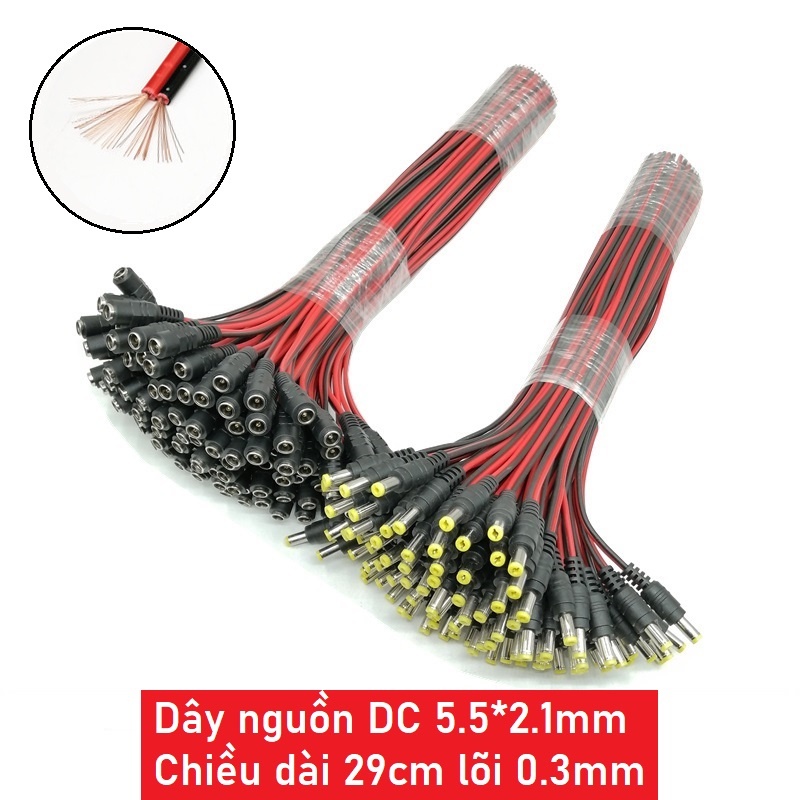 Dây nguồn DC 5.5*2.1mm dài 25cm / 29cm / 30cm - Jack DC 12V 5.5x2.1mm