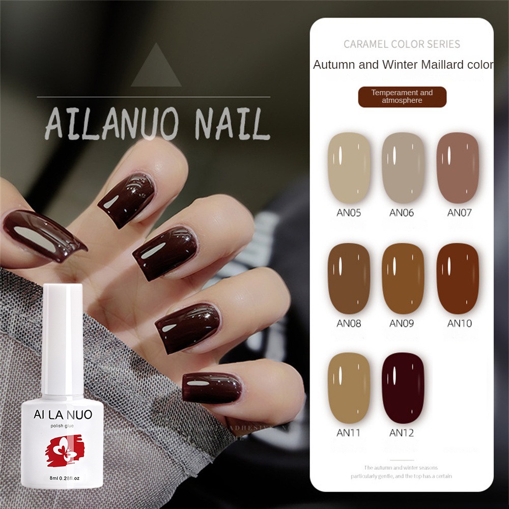 Móng Tay Nghệ Thuật Ailanuo Sơn Móng Tay Gel Mùa Thu Đông Mới Màu Anh Đào Bí Ngô Cam Móng Tay Nghệ Thuật Móng Tay Đặc Biệt Trị Liệu Bằng Ánh Sáng gel 8G Qusl