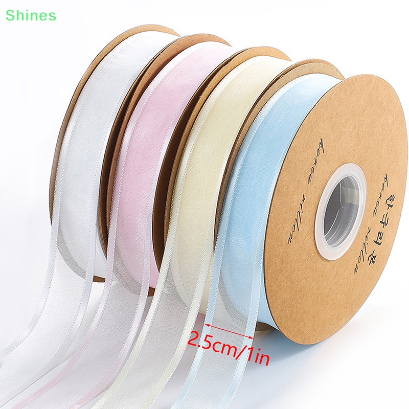 Cuộn Ruy Băng Voan Phối Ren 2.5cm Dài 25 Yards Dùng Gói Quà / Trang Trí Tiệc Cưới vn
