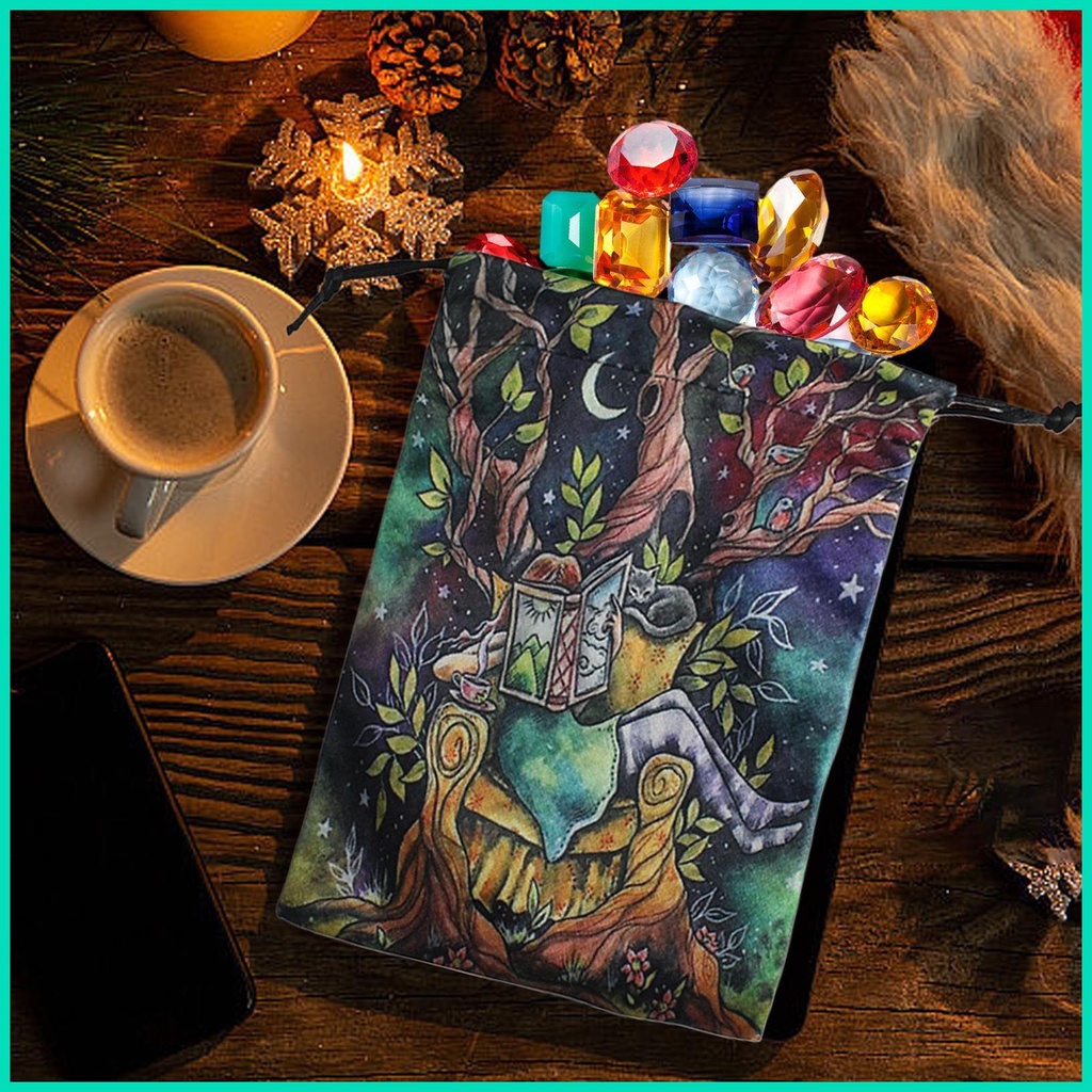 Tarot Túi Dây Rút Hai Mặt Đựng Đá / Trang Sức Chia Ngăn Tiện Dụng