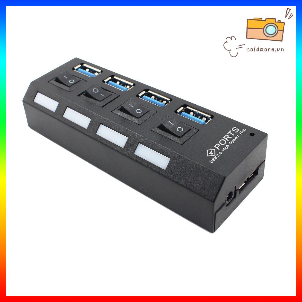 Hub USB 3.0 tốc độ cao di động với bốn cổng riêng biệt có nguồn điện