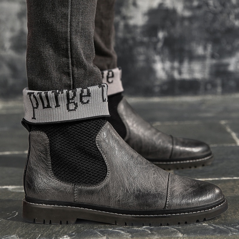 Giày Bốt Da In Hình Đôi Giày Phong Cách Cổ Điển Dành Cho Nam