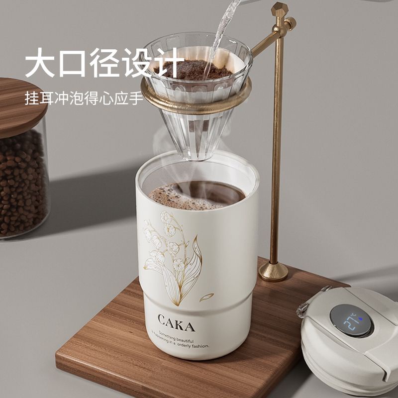 CAKA gốm lót phích cốc cốc cà phê cốc bằng thép không gỉ 304 cốc giữ nhiệt hiển thị nhiệt độ thông minh