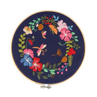 DIY Embroidery Kit Beginner Pre-Printed Floral Pattern Cross Stitch with Hoop