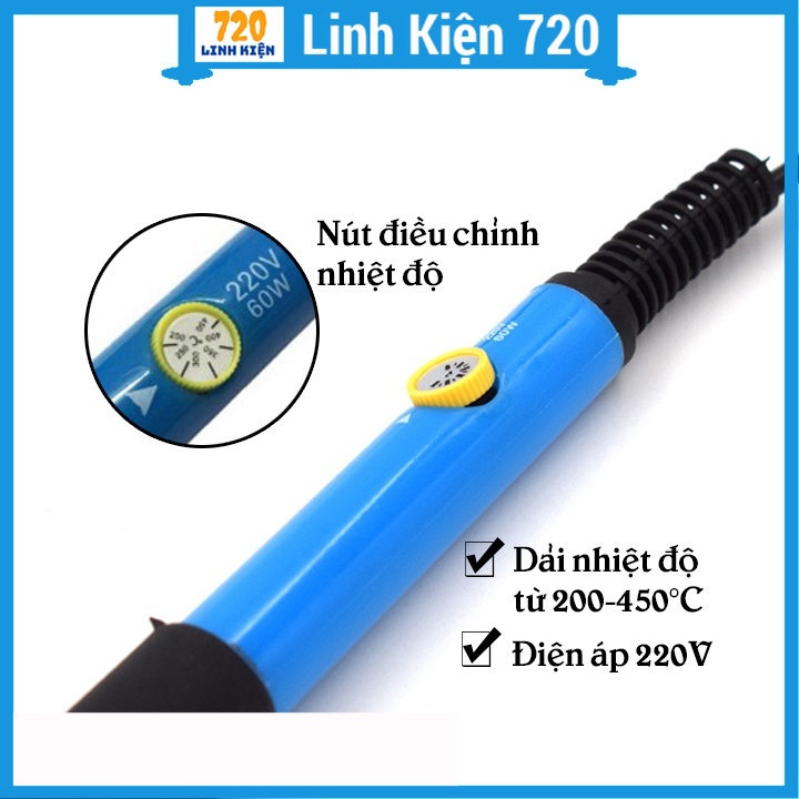 Mỏ hàn thiếc màu xanh điều chỉnh nhiệt độ tq936 60W, tay hàn nhiệt 936 + nhựa thông + thiếc hàn + 5 mũi hàn + công tắc