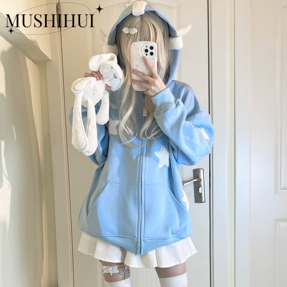 MUSHIHUI Áo Khoác hoodie áo khoác nữ zip hoodie cozy Thông thường Độc đáo Fashion WWY23B0UVO 47Z231124