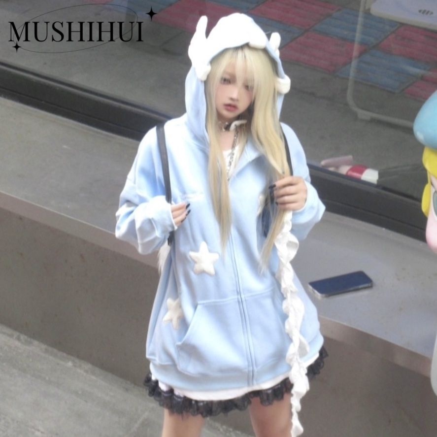 MUSHIHUI Áo Khoác hoodie áo khoác nữ zip hoodie cozy Thông thường Độc đáo Fashion WWY23B0UVO 47Z231124