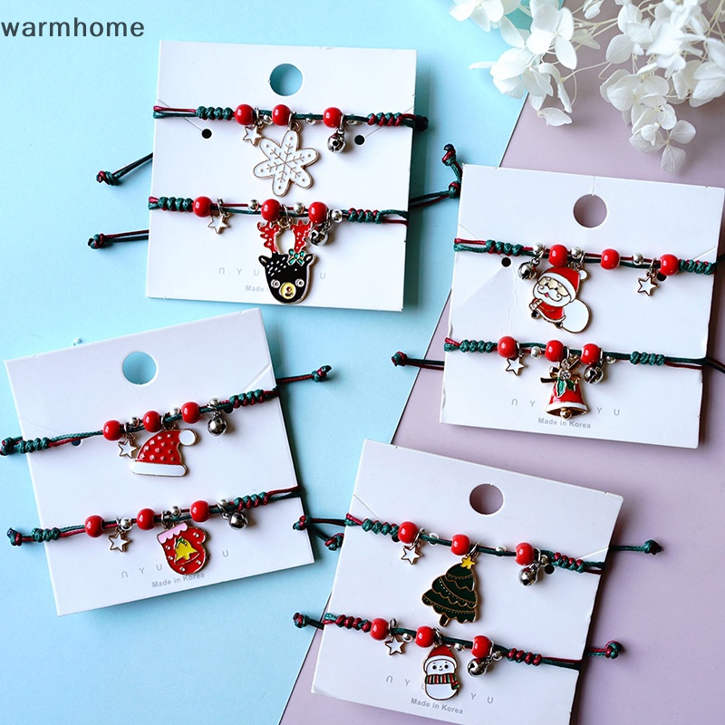 Vòng Đeo Tay Dây Bện Mặt Ông Già Noel / Quả Chuông Giáng Sinh Thích Hợp Làm Quà Tặng Cho Cặp Đôi rft