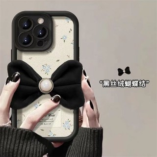 Ốp Điện Thoại Nhung Đính Nơ Ngọc Trai Cho iphone 11 1213 pro max x xr xs max se apple 7 plus 8 plus iphone 14 15 pro