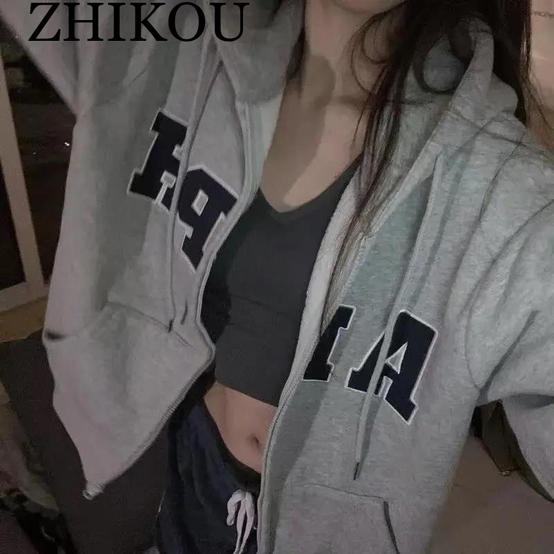 ZHIKOU Áo Khoác hoodie áo khoác nữ zip hoodie chic fashionable comfortable Thời trang WWY23B07XD 48Z231129