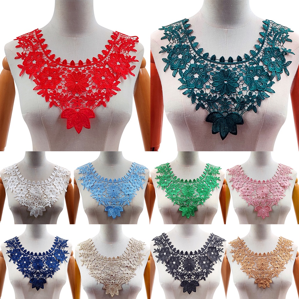 Lace Flower False Collar Hollow Embroidered Fake Collar Solid Color Neckties Fashion Accessories