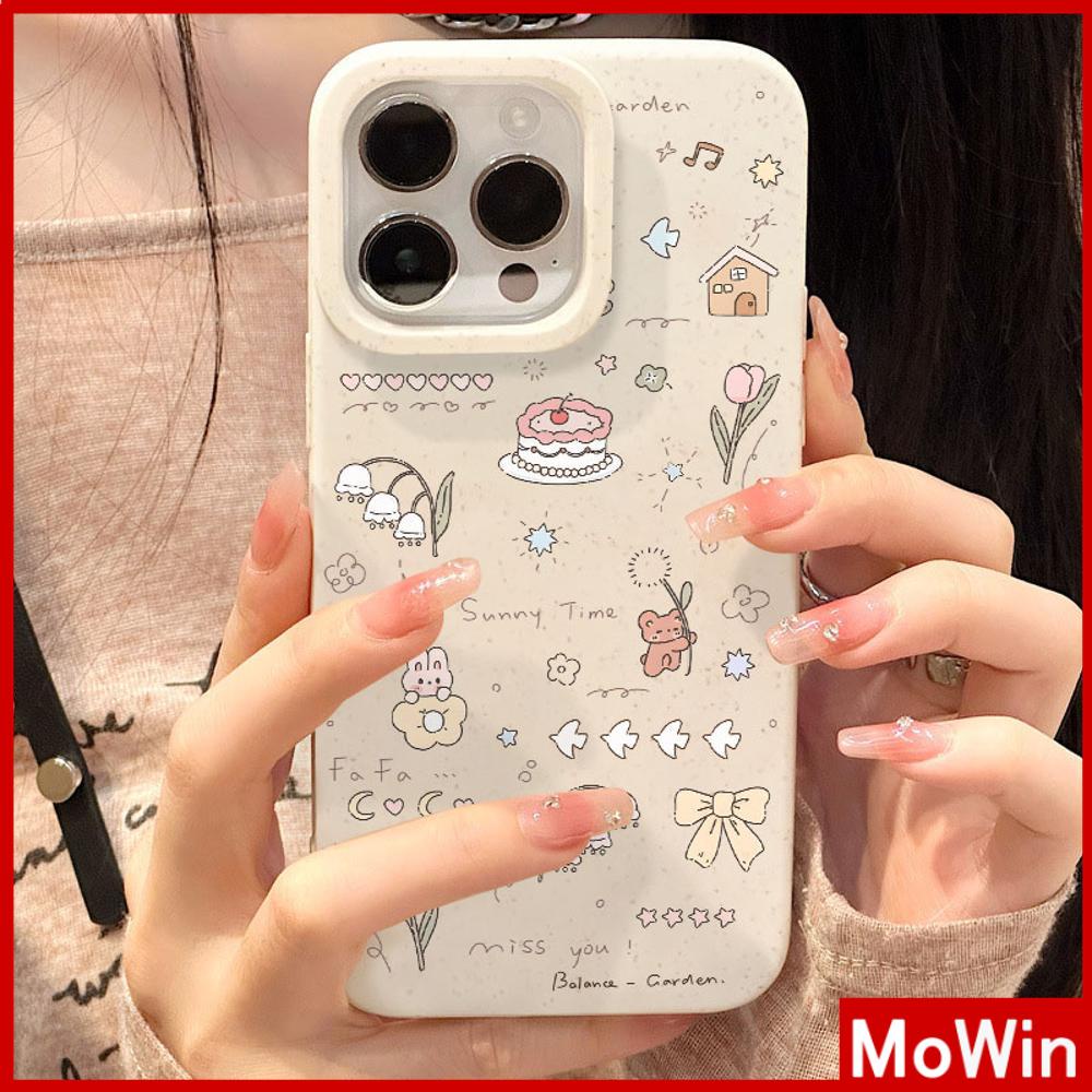Mowin - Ốp lưng Ốp điện thoại Ốp iphone 15 pro max Ốp iPhone Màu Trắng Thân Thiện Với Môi Trường Vỏ Mềm Bảo Vệ Camera Chống Sốc Hoa Bánh Thỏ Tương Thích Với iPhone 14 13 12 11 Pro Max XR XS MAX 7Plus 8Plus