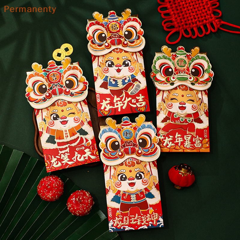 Set 4 Bao Lì Xì Năm Mới 2024 Màu Đỏ May Mắn