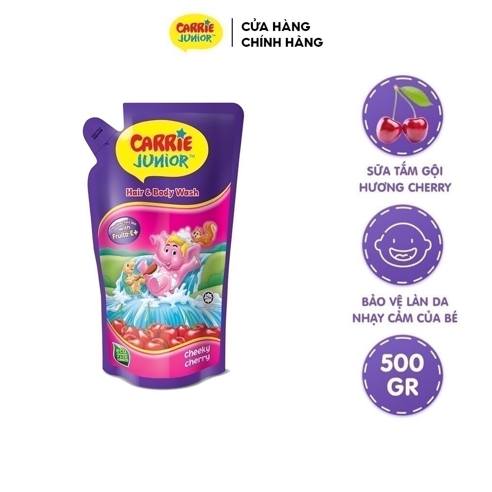 Túi Sữa Tắm Gội Carrie Junior Hương Cheeky Cherry 500G