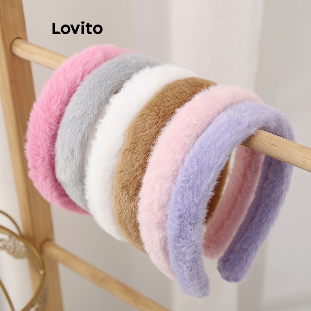 Lovito Băng đô ấm áp trang trí đơn giản thông thường dành cho nữ LFA08536 (Kaki/Trắng/Hồng/Xanh/Đen)