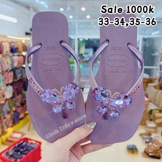 [sẵn] Dép HVN KIM TUYẾN TÍM ĐẾ VUÔNG + CHARM