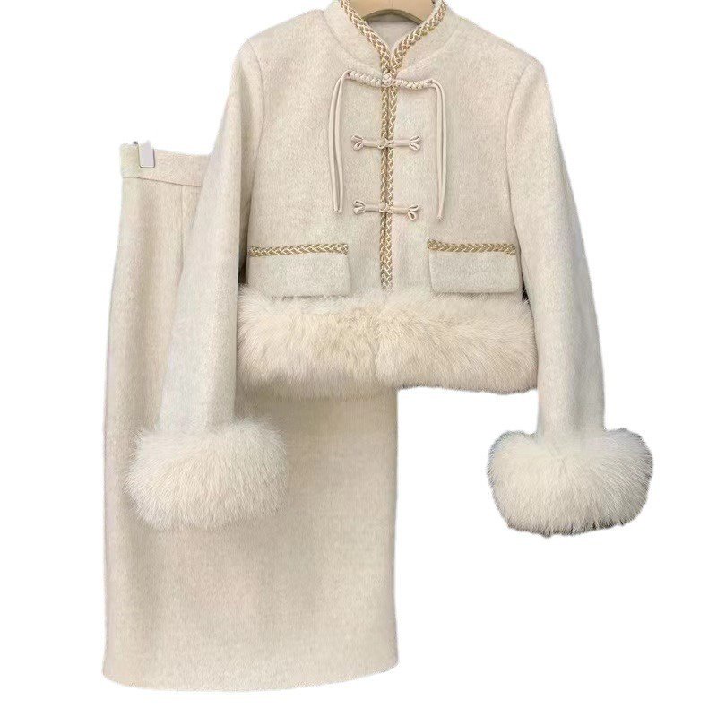 Bộ Áo Khoác Phao + Chân Váy Thiết Kế Mới Thời Trang Mùa Đông 2023 Ấm Áp Cho Nữ