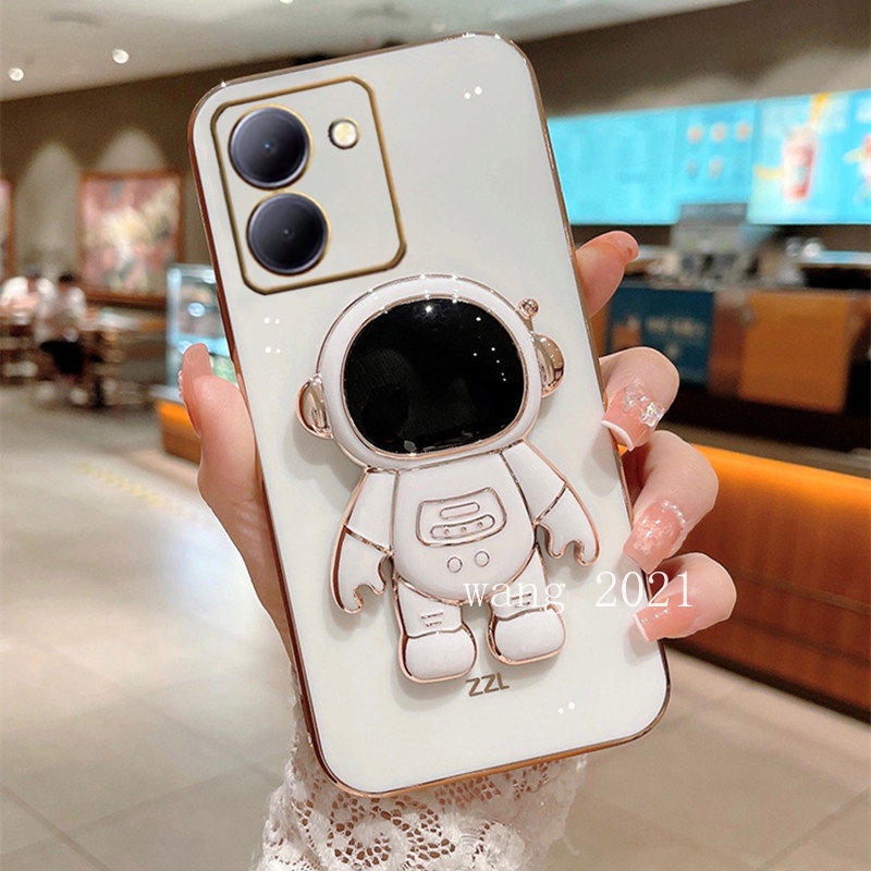 Ốp Điện Thoại Mềm Mạ Điện Hình Phi Hành Gia Có Giá Đỡ Cho vivo y27s v29 v29e 5g 2023 vivoy27s