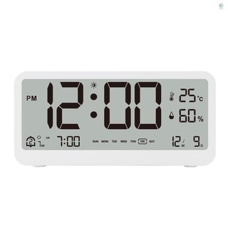 Đồng hồ báo thức kỹ thuật số flv 8001-en màn hình led hiển thị nhiệt độ và độ ẩm đa năng 12 / 24h