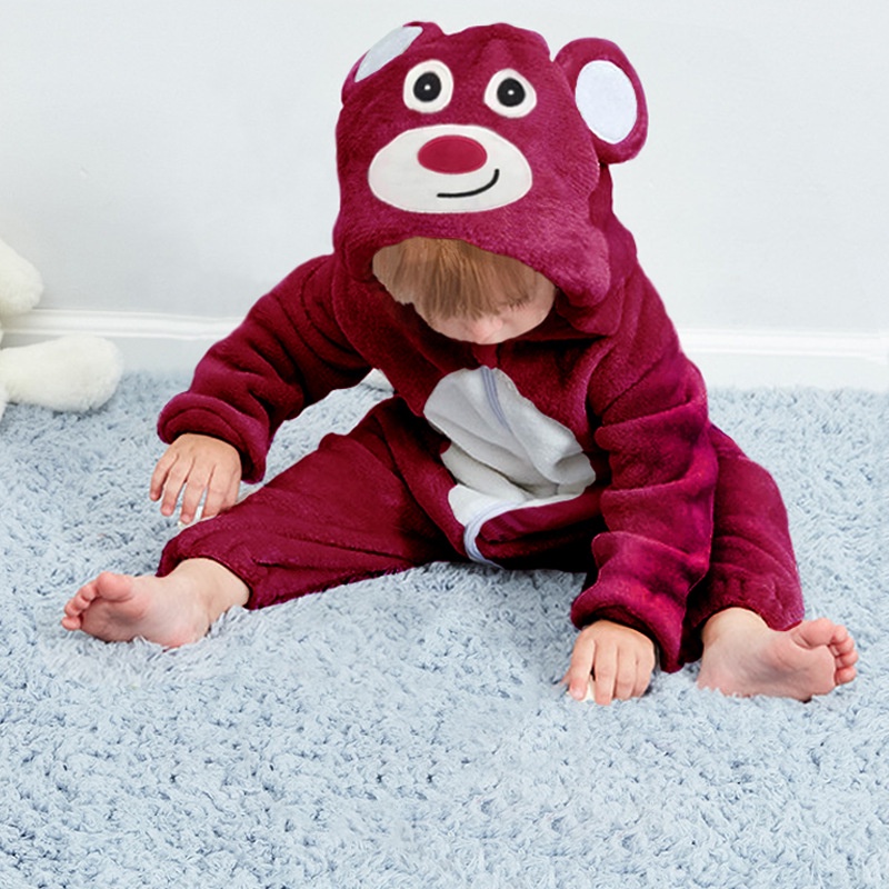 Bộ Áo Liền Quần In Hình Khủng Long Hoạt Hình Dễ Thương Thời Trang Mùa Đông Cho Bé