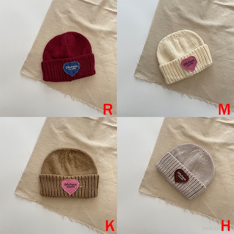 Mũ Dệt Kim Co Giãn Ghép Nối Tai Trái Tim Ấm Áp Dễ Thương Có Thể Gập Lại Cho Bé Trai Và Bé Gái