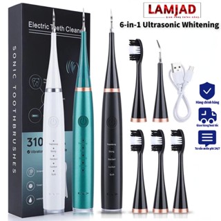  Máy cao răng điện,Bàn Chải Đánh Răng Điện Vệ Sinh Răng Miệng  Làm Trắng Siêu Âm 6 Trong 1  Điều Chỉnh Tốc Độ 5 Tốc Độ 