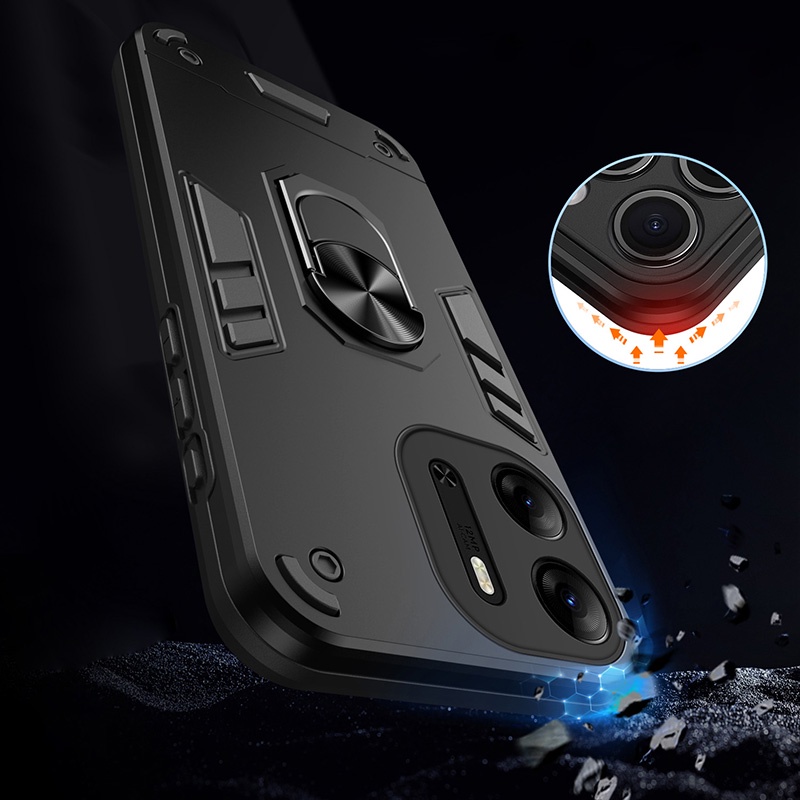 Dành Cho Tecno Pop 7 / Pop 7 Pro / Pop 6 BF6 BF7 BE7 Lai Chống Sốc Giáp Ốp Lưng Giá Đỡ Nhẫn Đứng