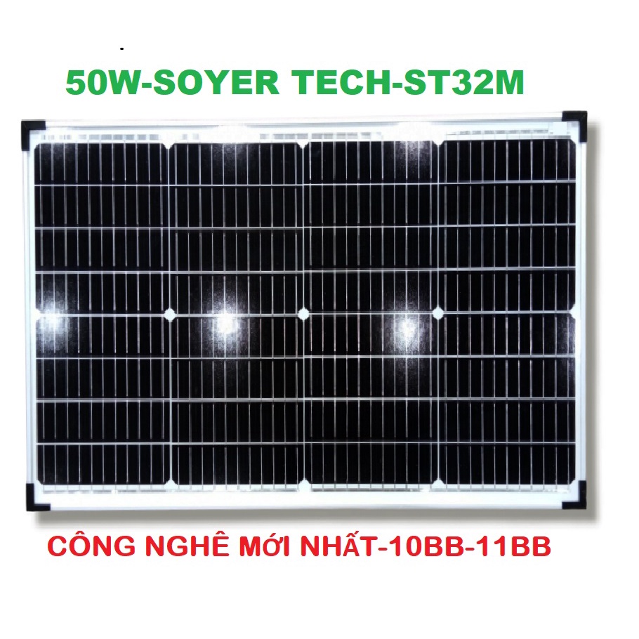 Tấm Pin Mono Năng Lượng Mặt Trời MONO-50W-SOYER TECH-ST32M-50W/18V PV Module-Hàng Chính Hãng - Bảo h