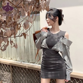 Đầm Ôm Dáng Hở Vai Phong Cách Pháp Thời Trang Cho Nữ