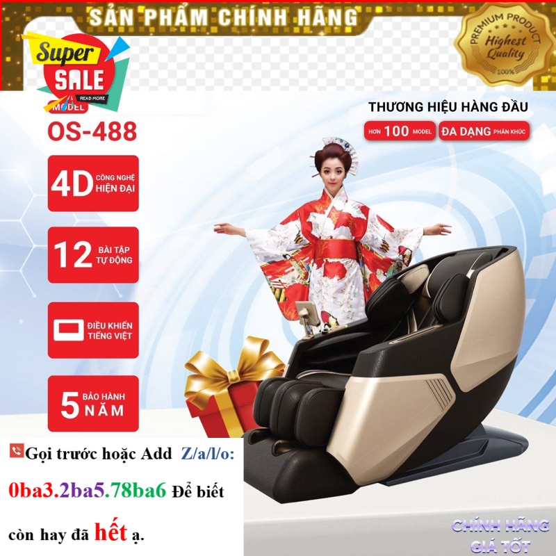 Hãng> Ghế massage Okinawa Os-488 model 2023, con lăn 4d -