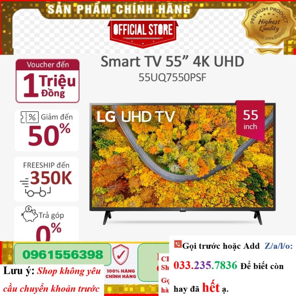 [Hãng] [ Smart UHD Tivi LG 55 inch 55UQ7550PSF - Miễn phí lắp đặt ]