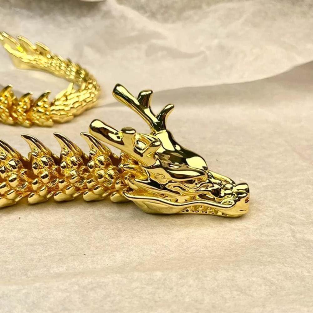 YYlingx  Rồng Vàng Có Khớp Di Động, Trang Trí Nhà Bể Cá Trang Trí Trung Quốc Vàng Phong Thủy Tượng Rồng, Quà Tặng Giáng Sinh Bàn Đồ Chơi Giảm Căng Thẳng Fidget Đồ Chơi Điêu Khắc Rồng Cung Hoàng Đạo Trung Quốc