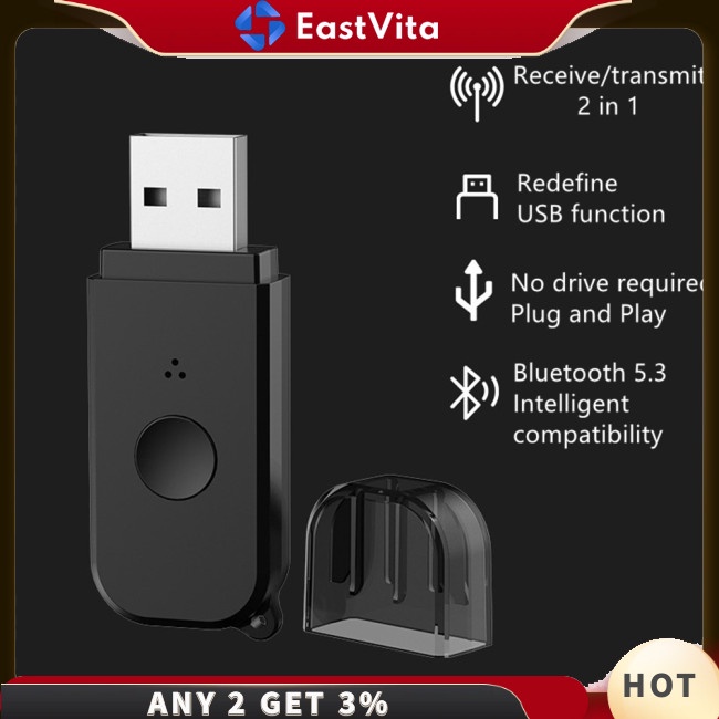 Usb Nhận Tín Hiệu Bluetooth V5.3 2 Trong 1 Cho Điện Thoại Laptop