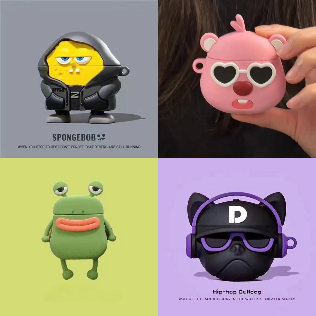 Cho Pro 6 ốp tai ng Case Vỏ Bảo Vệ Hộp Sạc Tai Nghe Pro 6 Màu Tím Họa Tiết Hoạt Hình Chú Chó / Ếch /