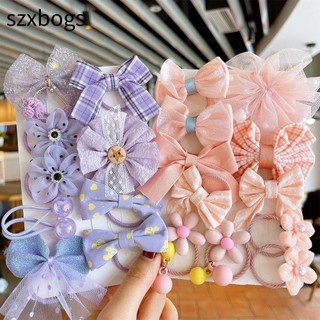Szxbogs 10 dây cột tóc co giãn đính nơ cho bé gái