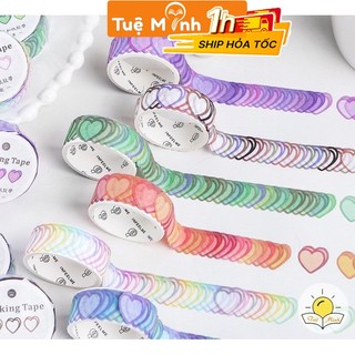 Cuộn 100 sticker trái tim dán trang trí sổ tay, take note, bưu thiếp handmade STI34