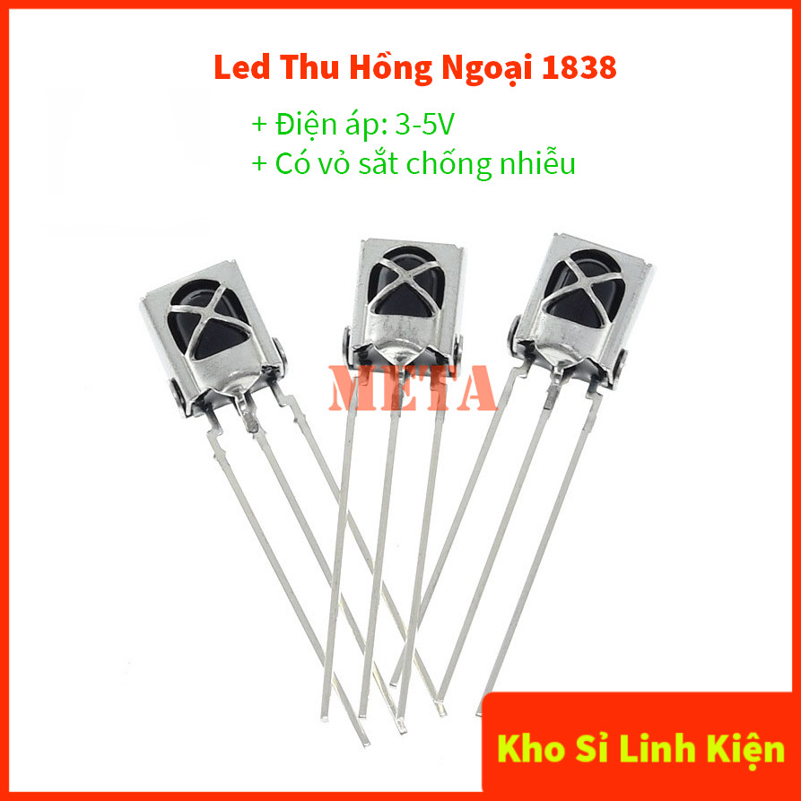 [Gói 5 Con] Led Thu Hồng Ngoại 1838 1838T có vỏ sắt chống nhiễu - Led thu vở sắt 3 chân IR1838
