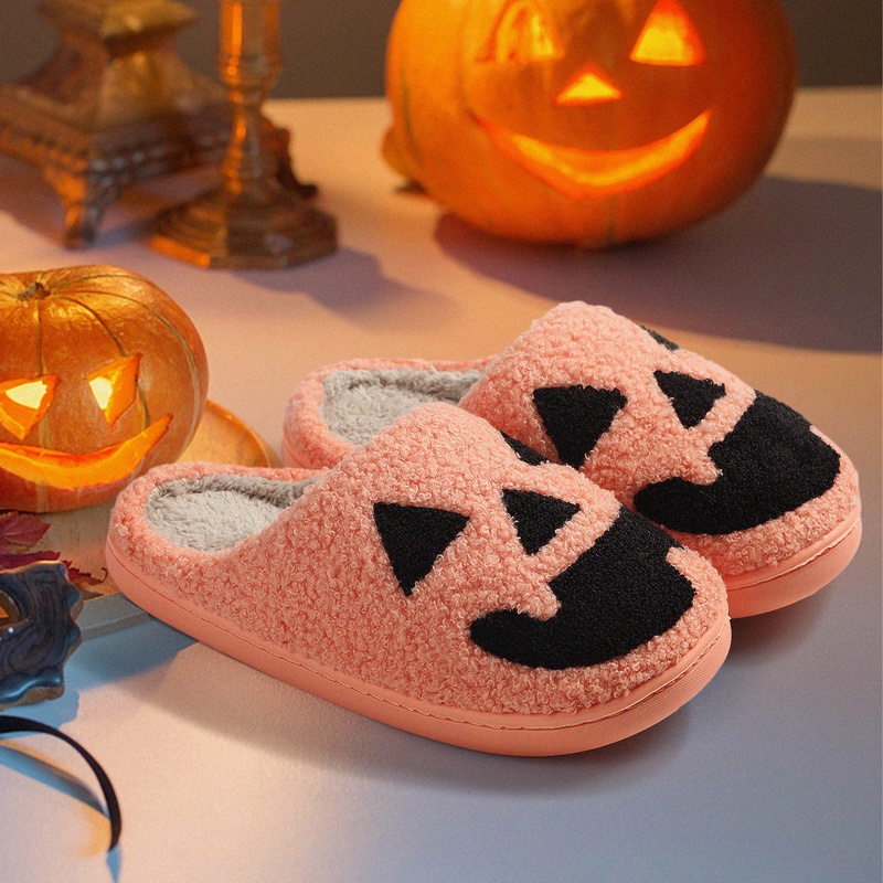 Dép Bông Mềm Đi Trong Nhà Giữ Ấm Mùa Đông Hình Đầu Lâu Bí Ngô halloween