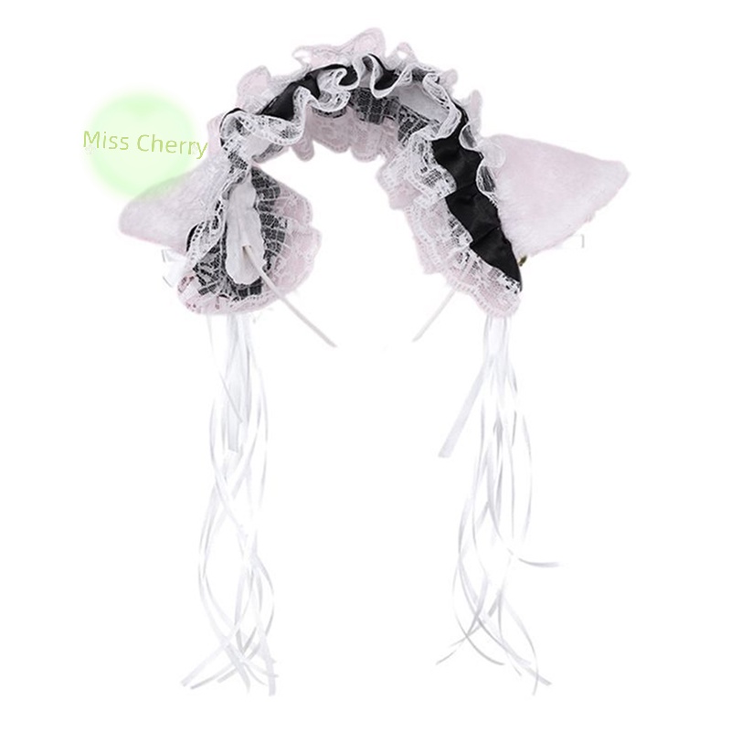 Cài Tóc Tai Mèo Bằng Lông Xù Phối Ren Và Chuông Hóa Trang