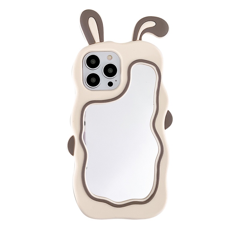 Dễ Thương Ốp Điện Thoại Silicon Gắn Gương Hình Tai Thỏ Đáng Yêu Cho iphone 12 13promax 11 / xs xr x