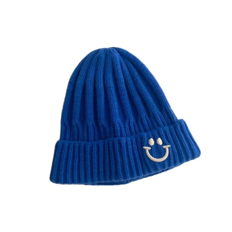Mũ Len Beanie Mềm Mại Màu Trơn Hình Mặt Cười Cho Bé 1-5 Tuổi