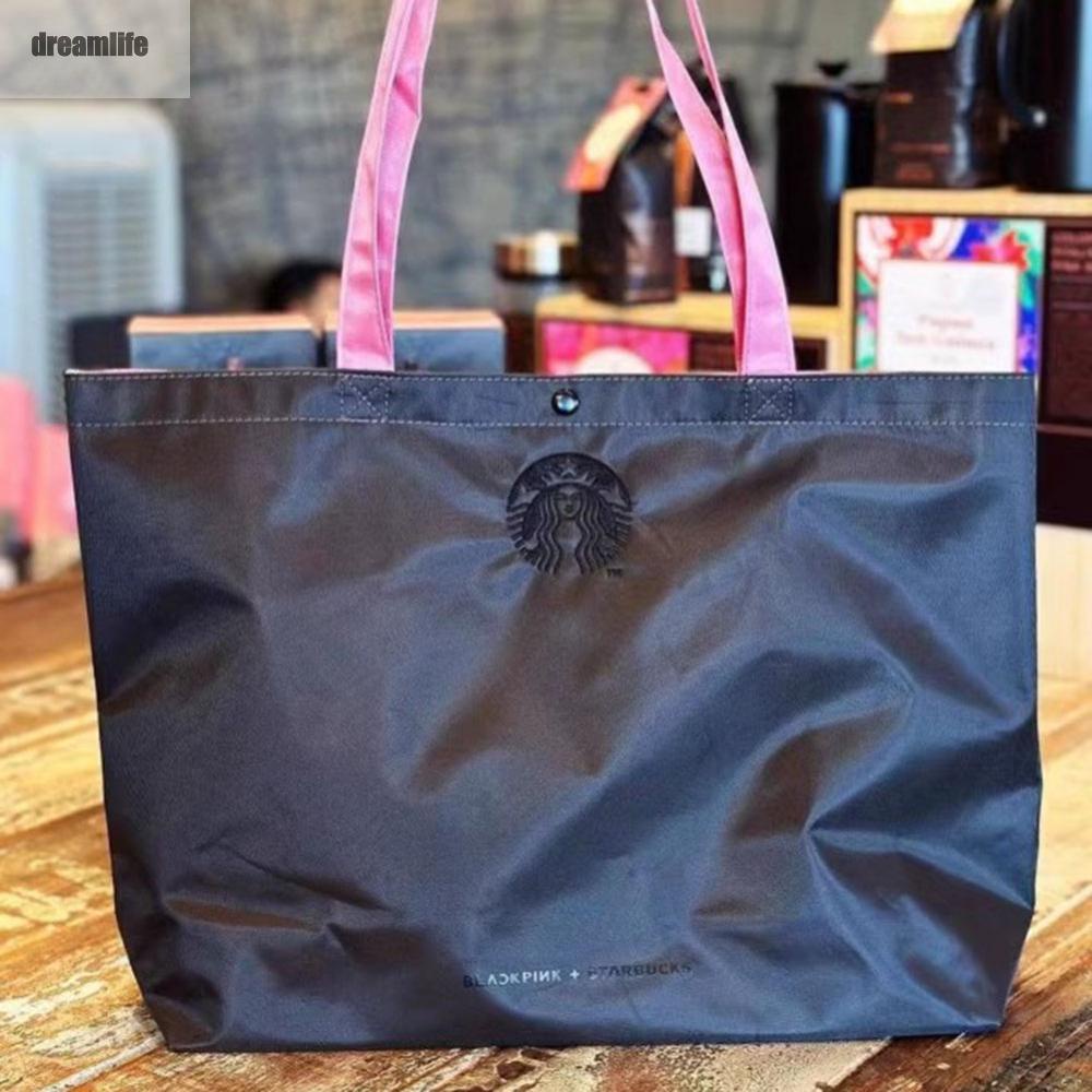Túi Đeo Vai Bằng nylon Bền Và Thiết Thực Với starbucks Và blackpink Thêu