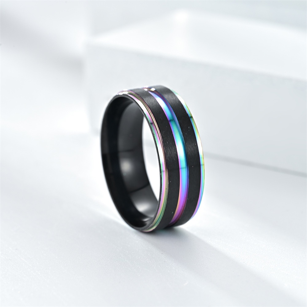 Nhẫn Hai Màu Đen 8mm Phong Cách Âu Mỹ Thời Trang 2023