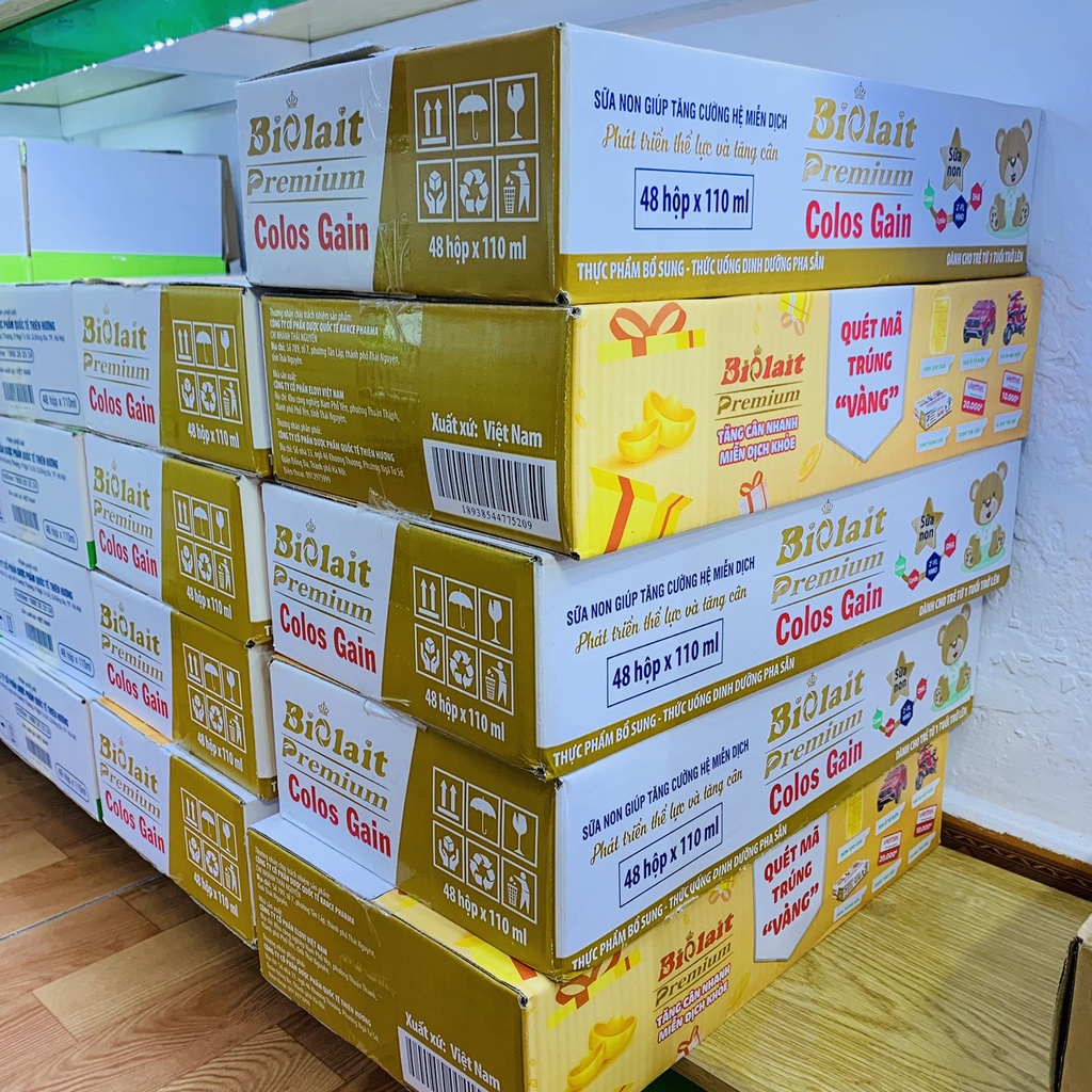1 THÙNG 48 HỘP SỮA BỘT PHA SẴN BIOLAIT COLOS GAIN 110ML PHÁT TRIỂN THỂ LỰC VÀ TĂNG CÂN