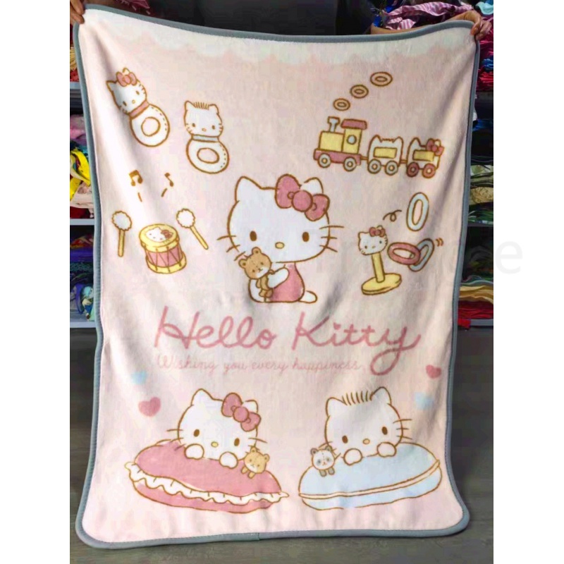 Chăn Đơn Họa Tiết Hoạt Hình kitty Dễ Thương Giữ Ấm Mềm Mại